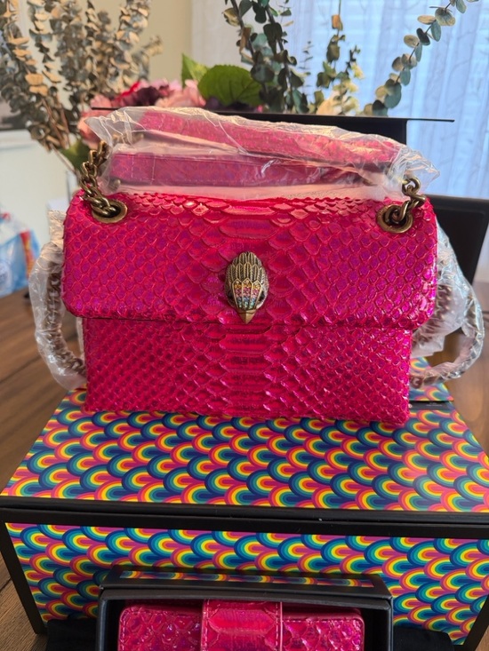 Kurt Geiger Handbags - Kurt Geiger Hot Pink Snakeskin Shoulder Bag